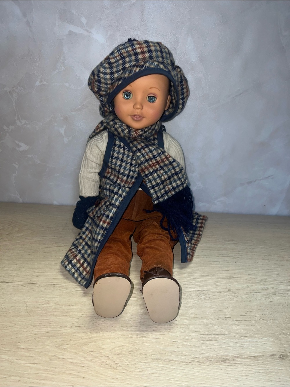 Vintage 1997 Meritus M.I.I. 18” Doll with Plaid Winter Outfit